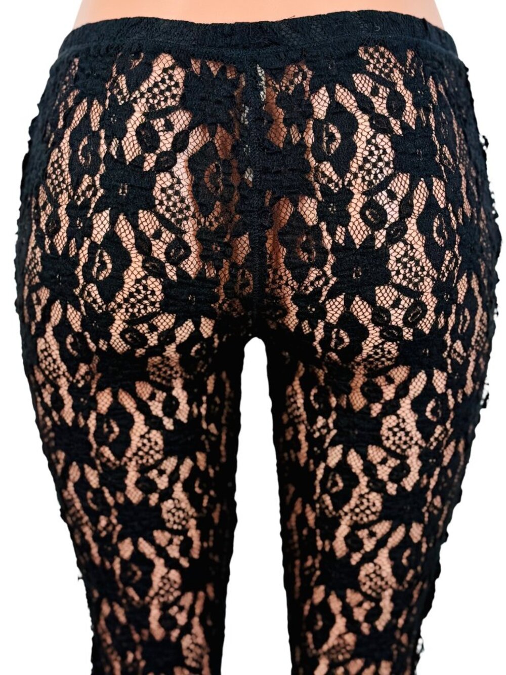 NWT Free People Black Sheer Floral Lace Leggings | Whimsigoth Dark Coquette Boho - Picture 9 of 16